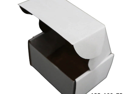 125x100x75mm White Cardboard Mailer Box ¨C Self-Locking Die-Cut 100pk