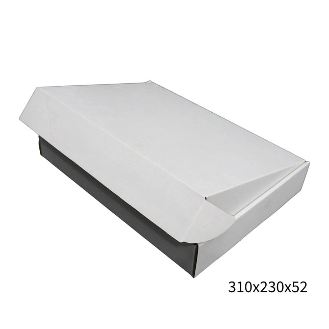 310x230x52mm White Cardboard Mailer Box ¨C Self-Locking Die-Cut 100pk