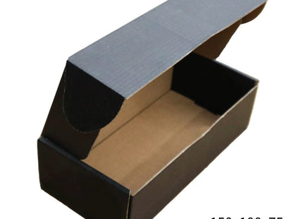 150x100x75mm Black Cardboard Mailer Box ¨C Self-Locking Die-Cut 100pk