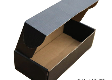 240x125x75mm Black Cardboard Mailer Box ¨C Self-Locking Die-Cut 100pk