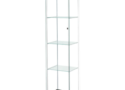 Stacked Display Storage Cabinet Glass 164cm Tall with 4 Tier Shelves Floor Black