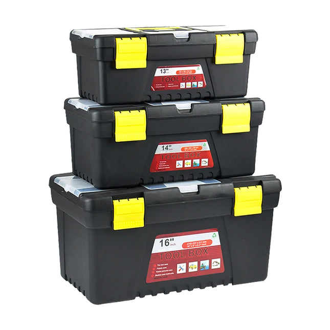 Traderight Tool Storage Set Tool Box 3Pcs Lock Organiser Portable Handle Garage