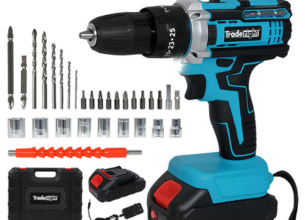 Traderight 21V Cordless Drill Driver Kit Impact Hammer with 2¡Á2.0Ah Batteries