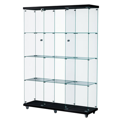 Stacked Glass Display Cabinet 4 Tier Lockable Wheeled Key Showcase Storage 169cm