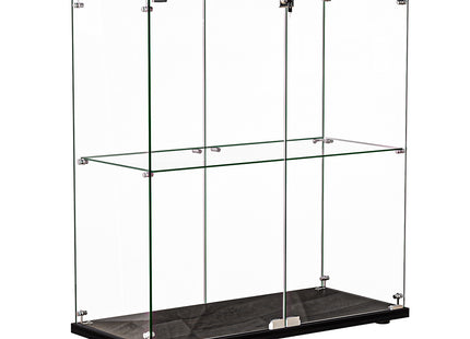 Stacked Glass Display Cabinet Lockable Collections Storage 2 Tier Shelf 2 Door