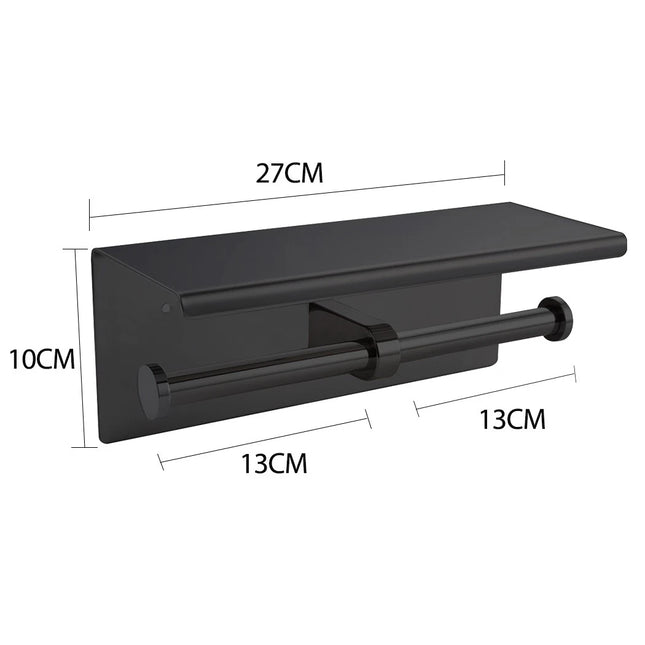Toilet Paper Holder Double Roll Stainless-Steel Hook Bathroom Rack Wall Mount